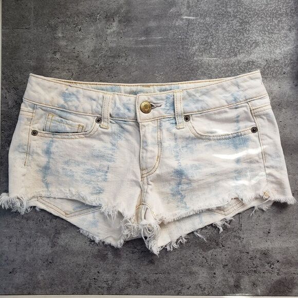 AMERICAN EAGLE BEACH ACID WASH SHORTS SIZE 2 - Picture 1 of 8